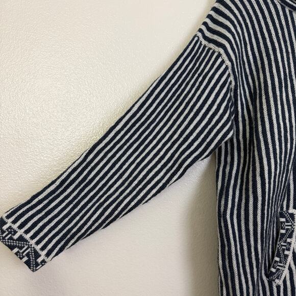 Chasqui Alpaca Sweater Womens Medium Blue Hoodie Knit Striped Full Zip Bolivia - Picture 6 of 9